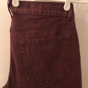 Burgundy, slim straight jeans